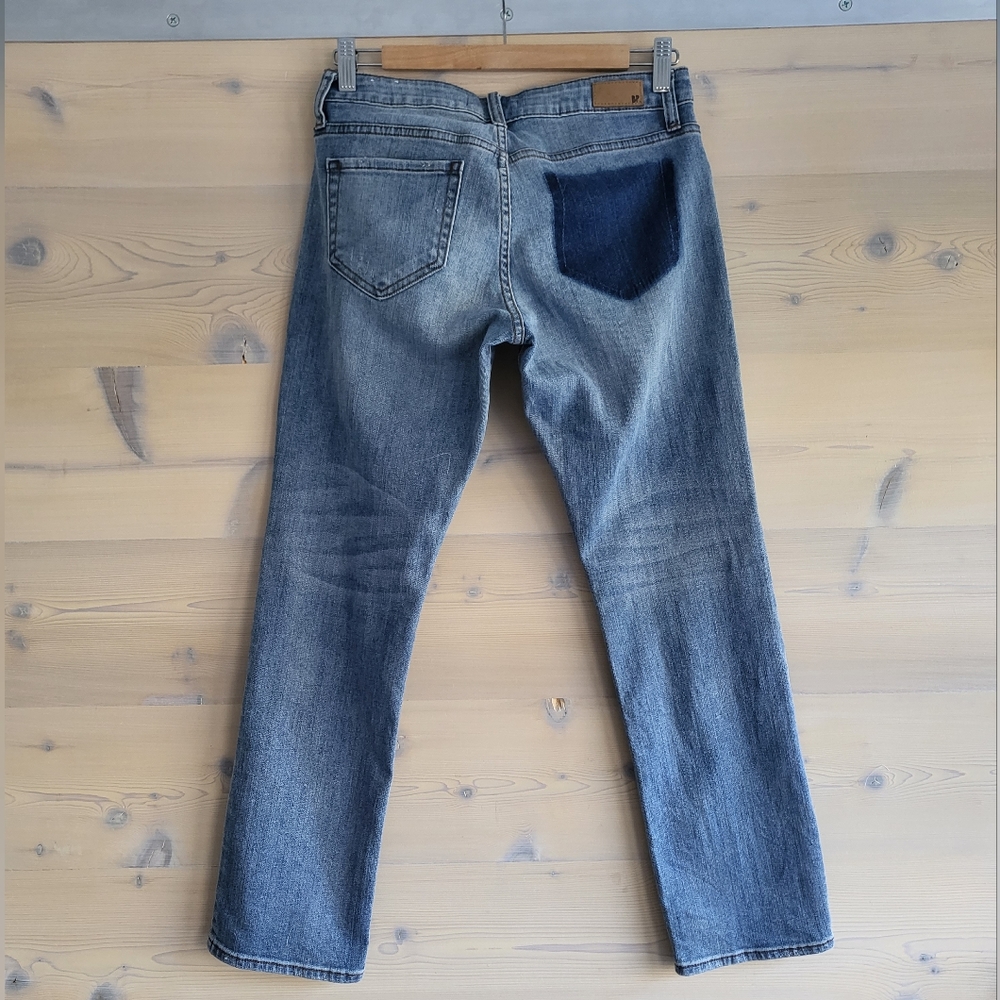 BP cropped faded jeans with intentional "missing pocket" accent, NWOT size 27
